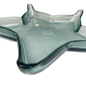 Large Star Shaped Thick Green Glass Tray Dish
